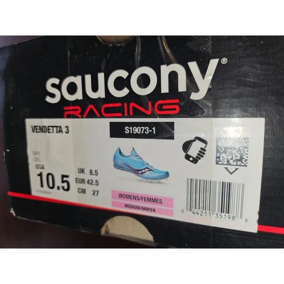 Saucony Vendetta Racing Shoes US 10.5 Cleats Sky Blue New in box - Picture 8 of 8